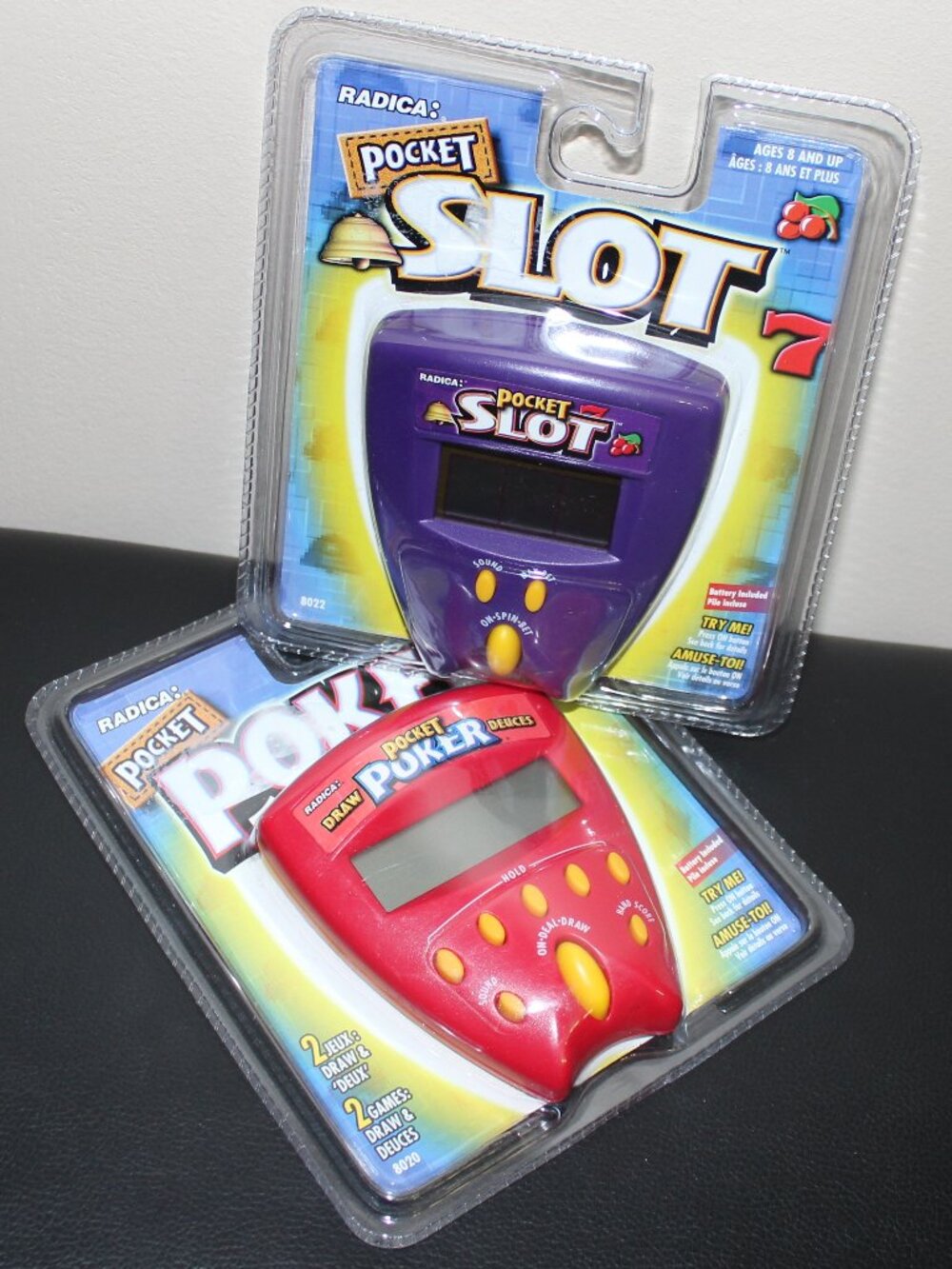 sealed❤️2x vintage 1999 Radica Pocket Slot + Poker Electronic Handheld Games